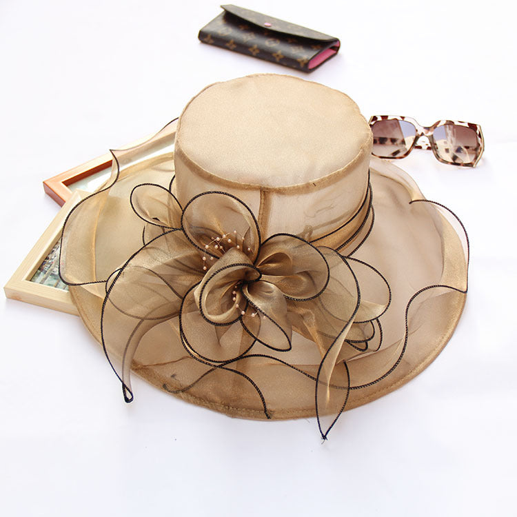 Wholesale Summer Flower Mesh Sun Hat Beach Sun Hat Organza Hat